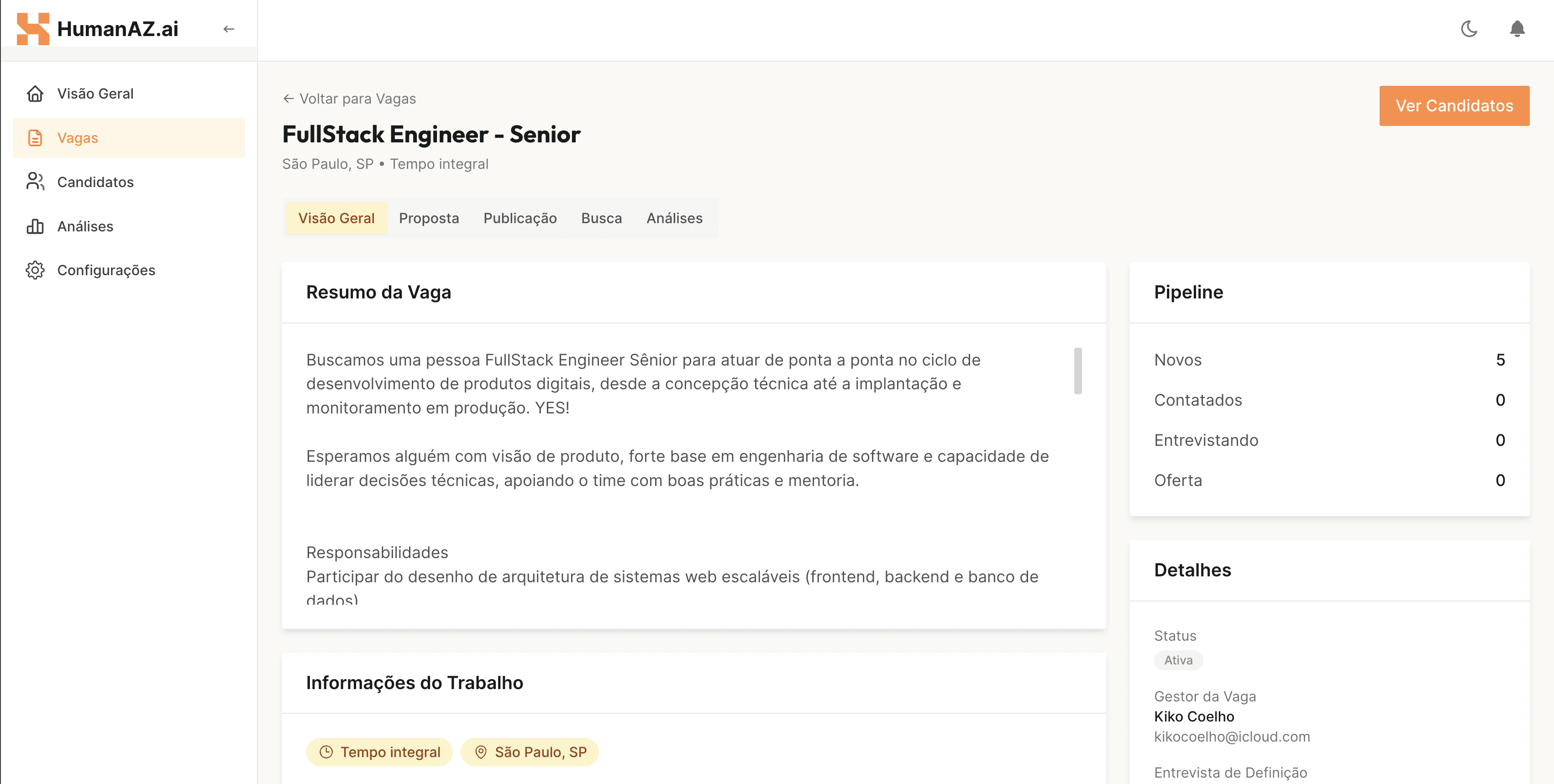 HumanAZ.ai Dashboard Preview